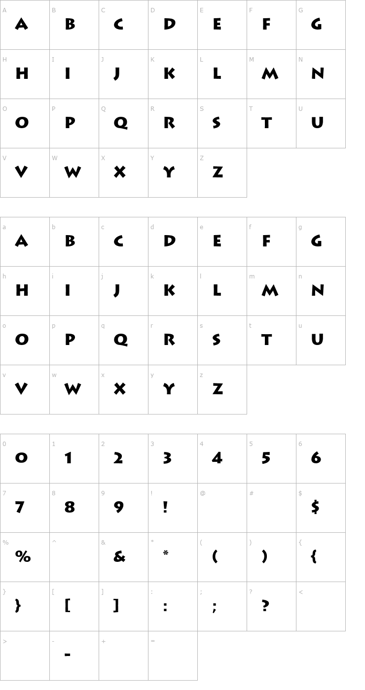 Character Map Lithos Black Font