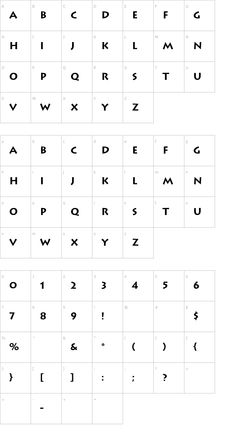 Character Map Lithos Bold Font