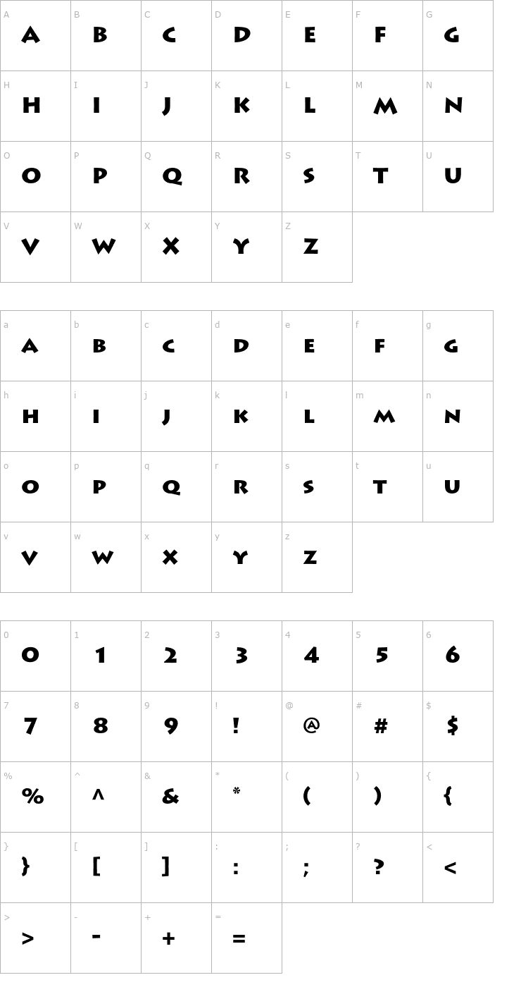 Character Map LithosPro-Black Font
