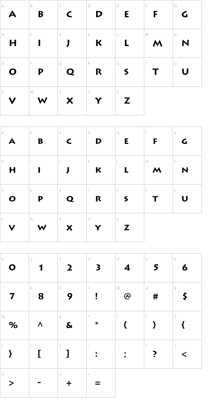 Character Map LithosPro-Bold Font