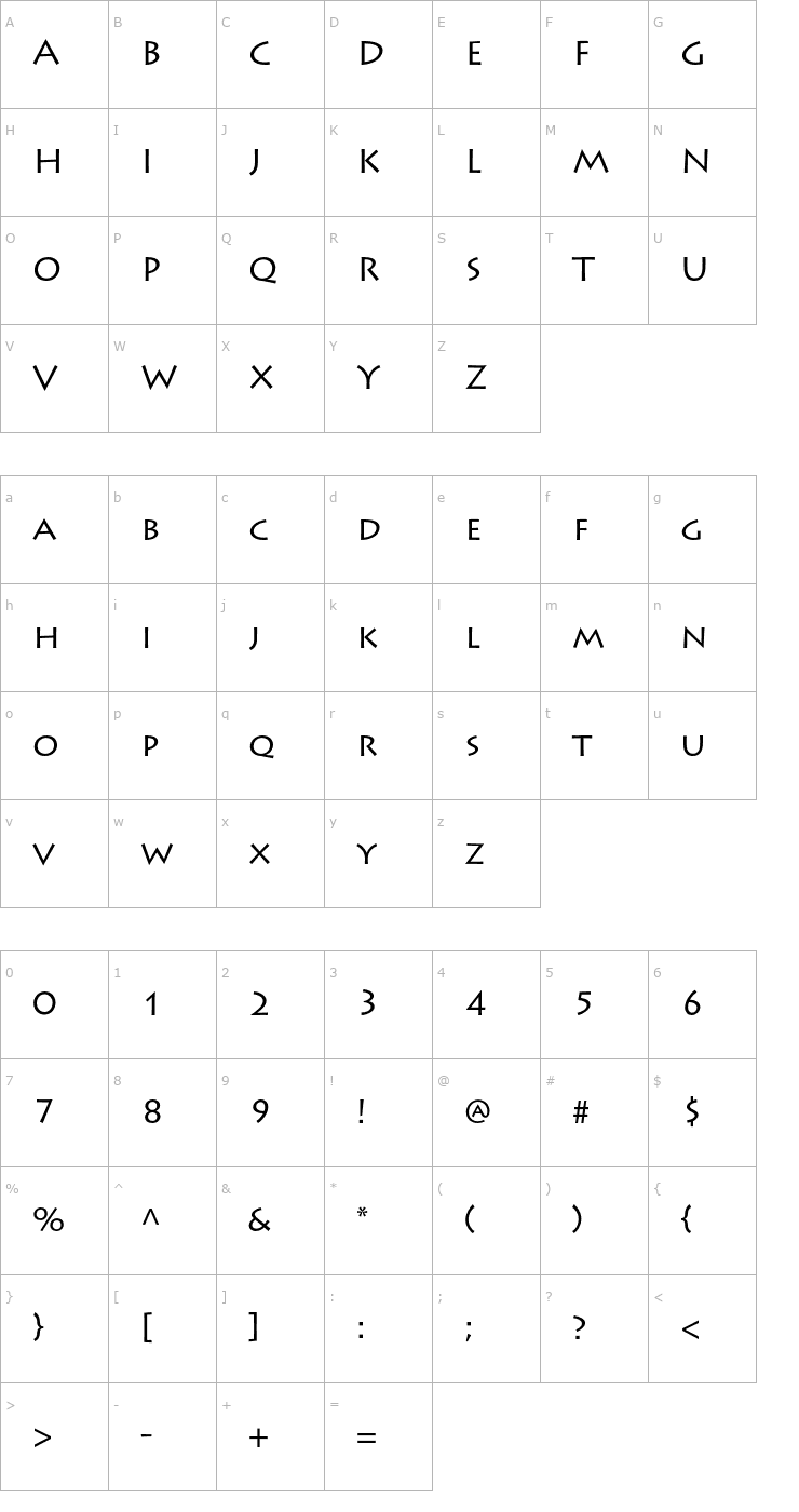Character Map LithosPro-Regular Font