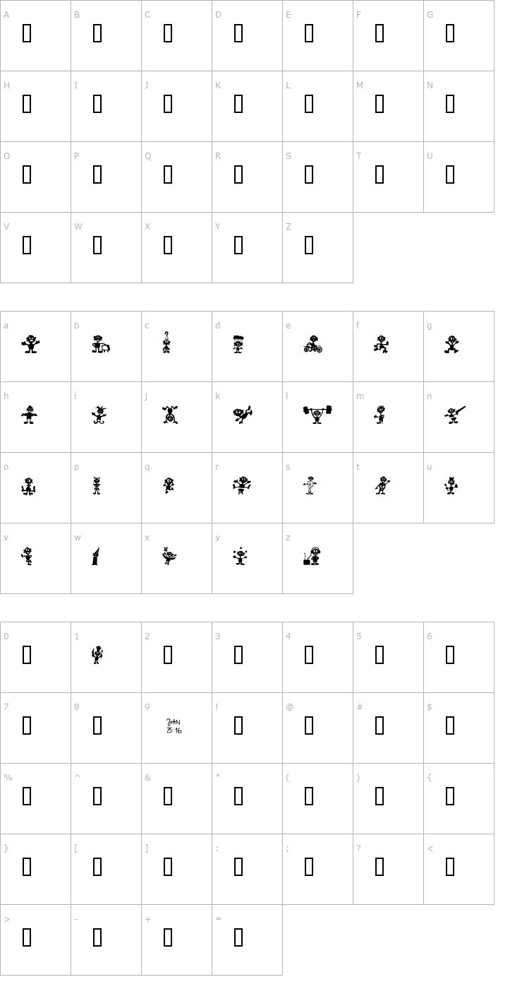 Character Map Little Big Man Font