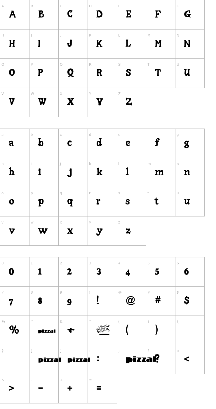 Character Map Little Caesar Font