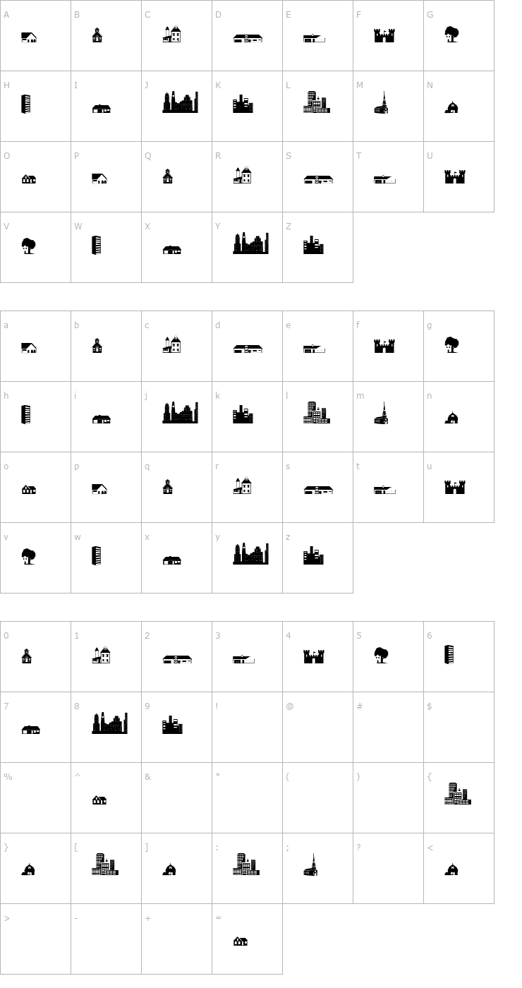 Character Map Little City 2000 Font