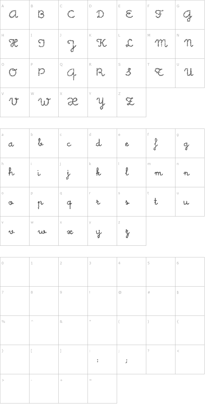 Character Map Little Daisy Font