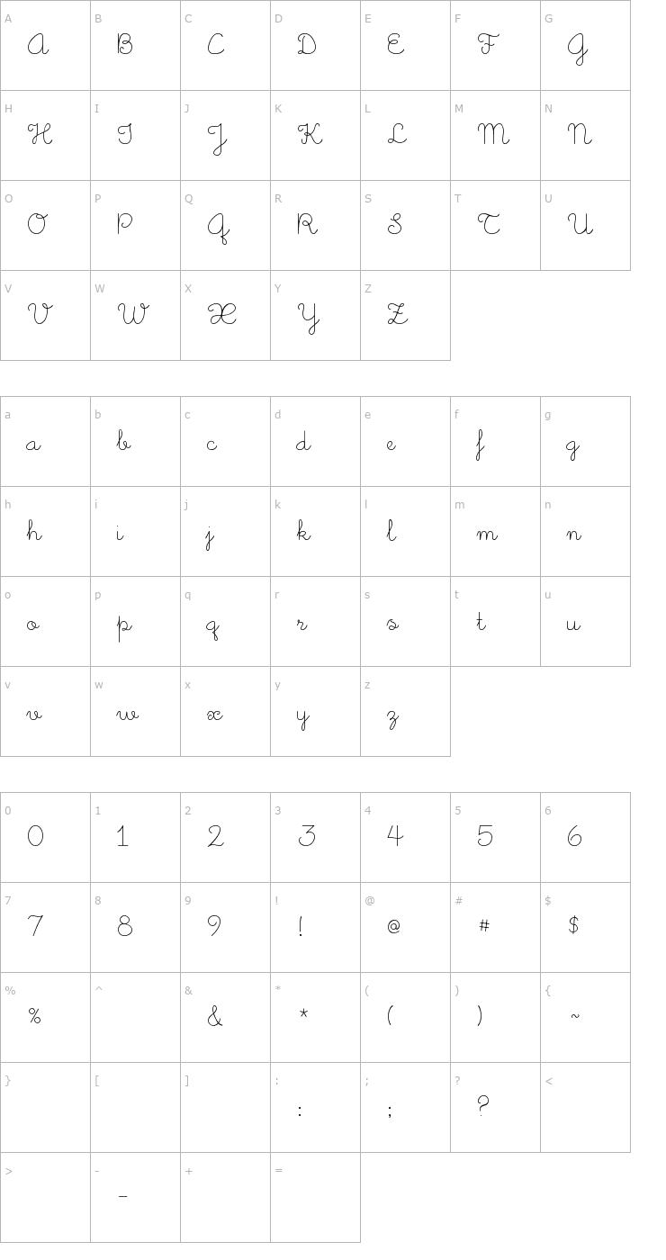 Character Map Little Days Alt Font