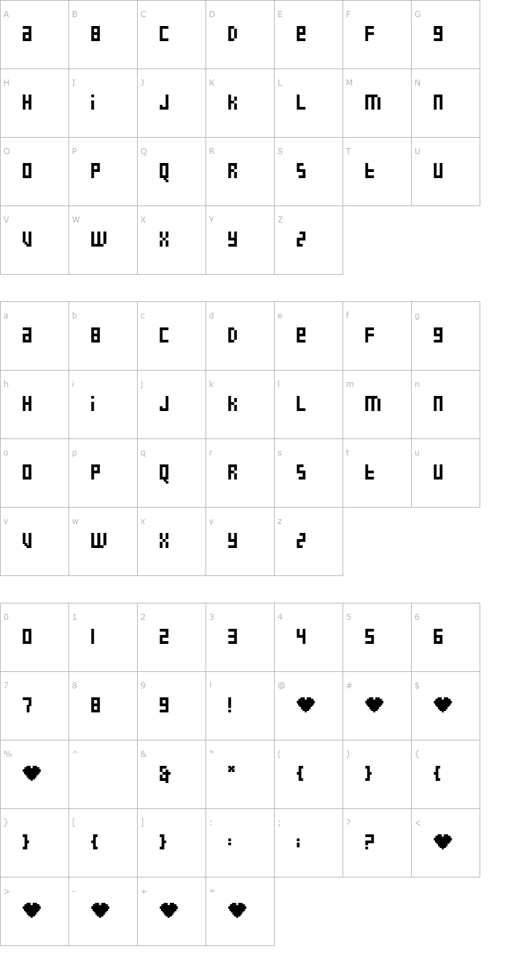 Character Map Little Love Font