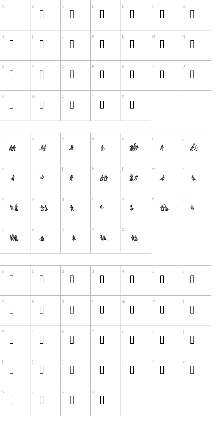 Character Map little people Font