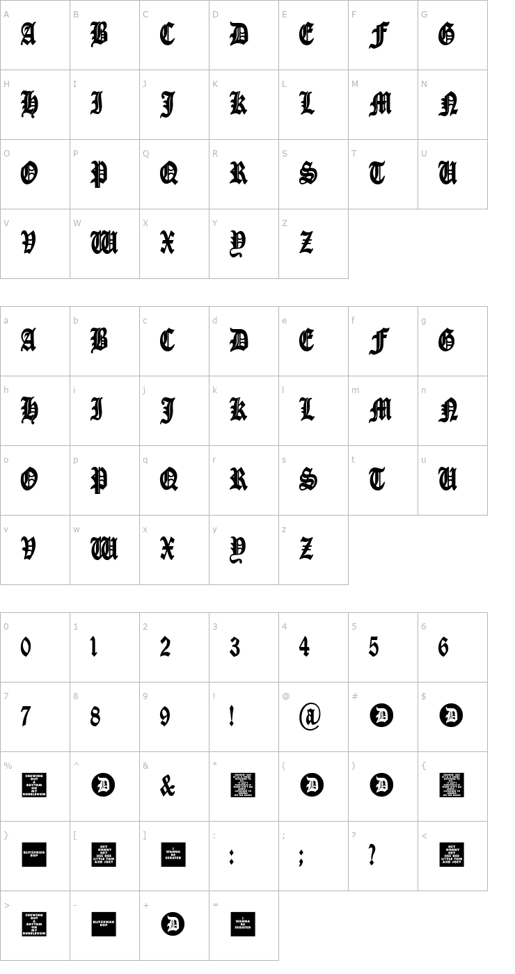 Character Map Little Ramona Font