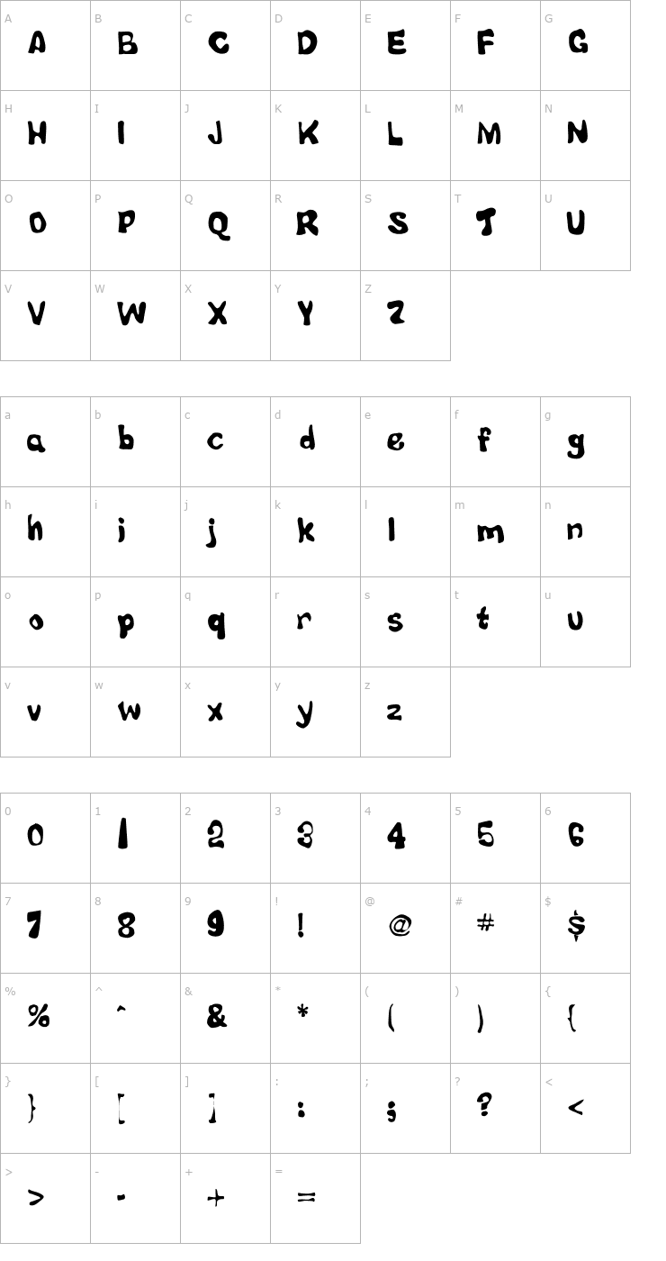 Character Map Little Tubby Jesus Font