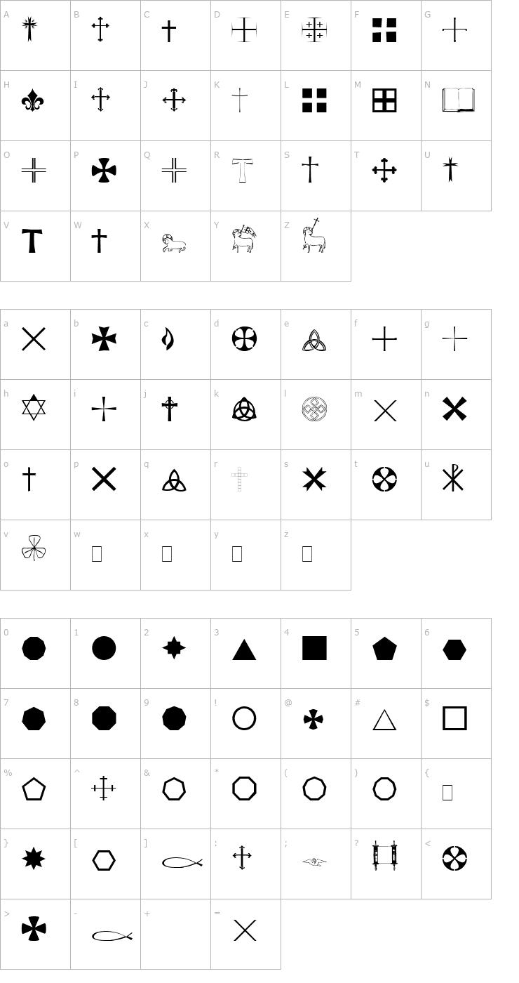Character Map LittleGiddingPlain Font