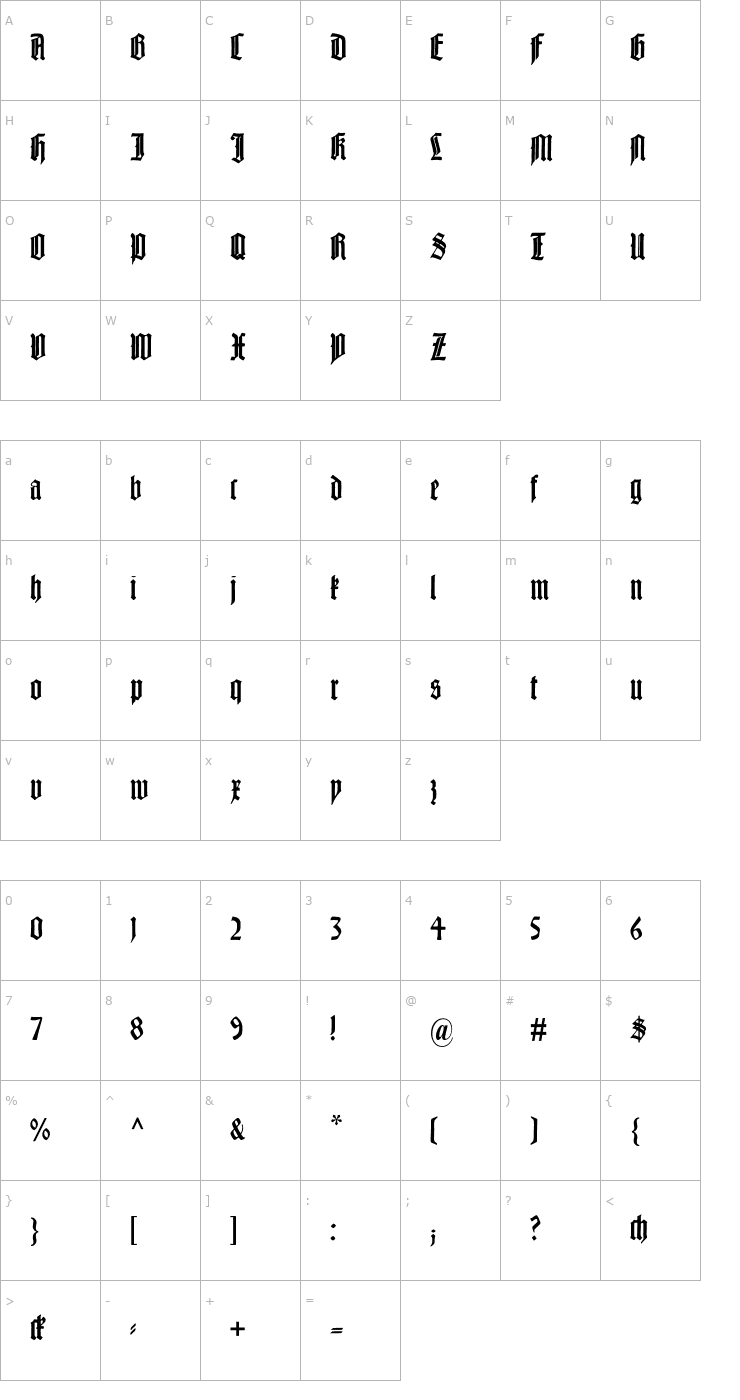 Character Map Liturgisch Font