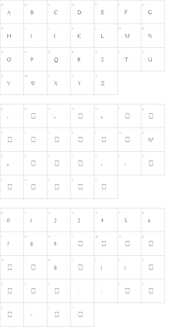 Character Map Livia Medium Font