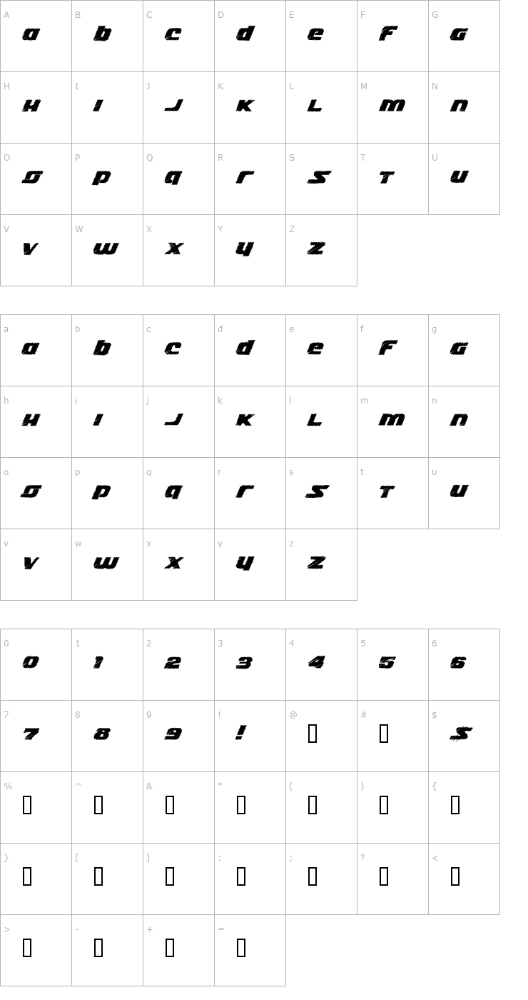 Character Map Lizzie! Font