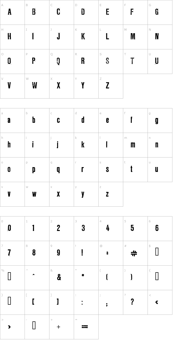Character Map LL Rubber Grotesque Font