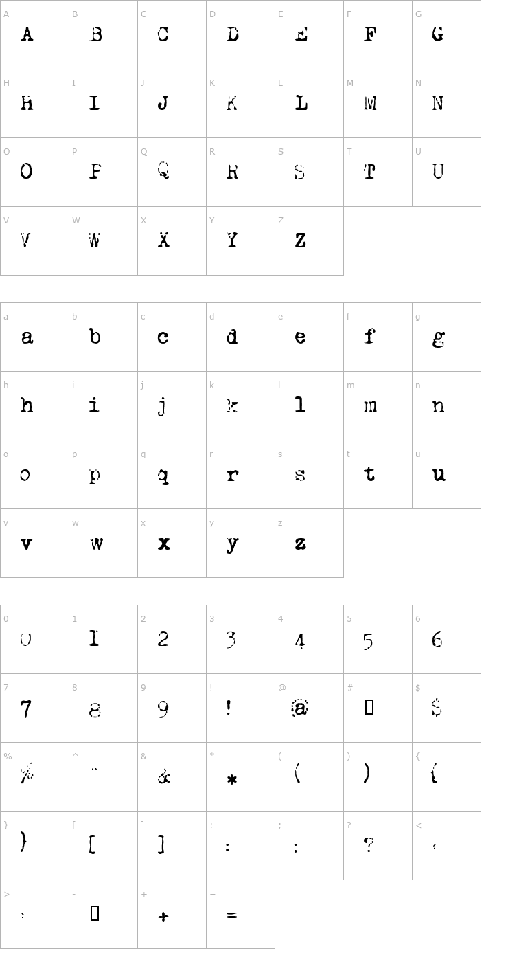 Character Map LL Tippa Font