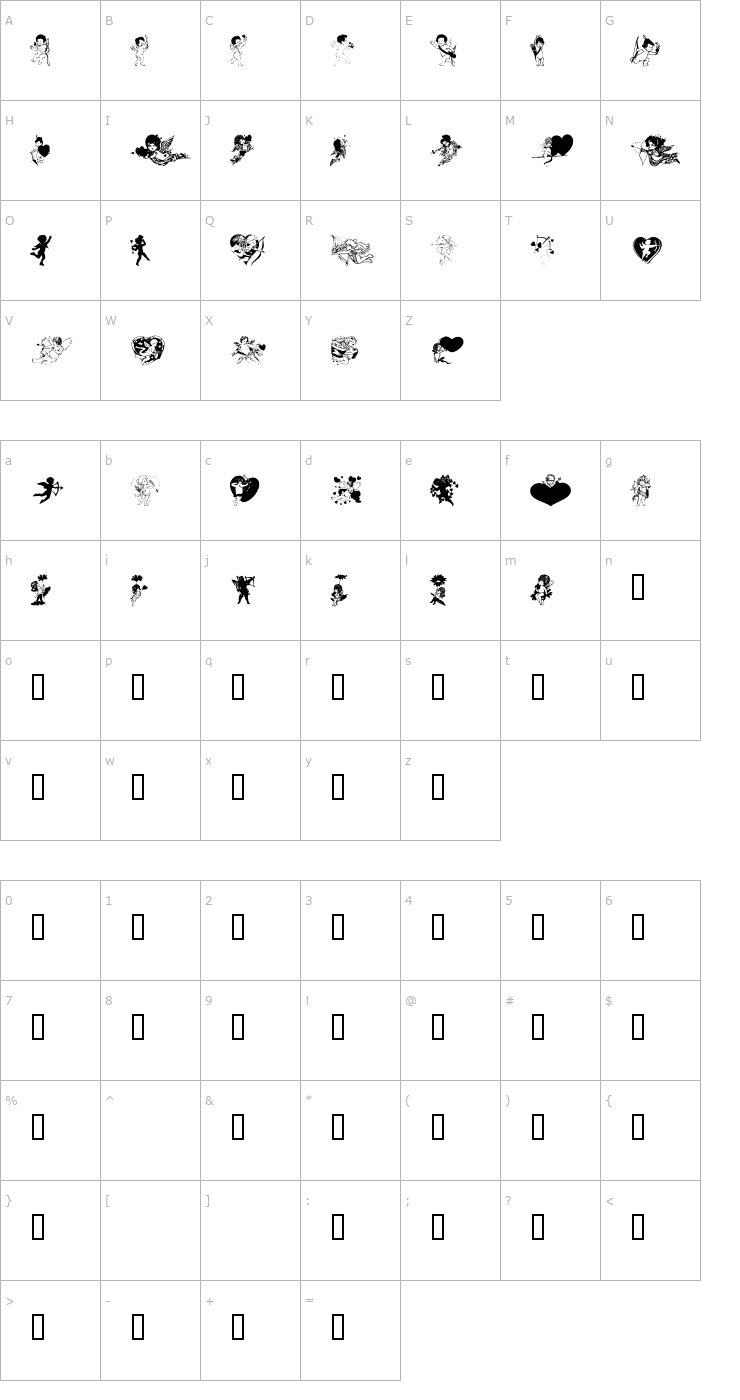 Character Map LM Cupids Font