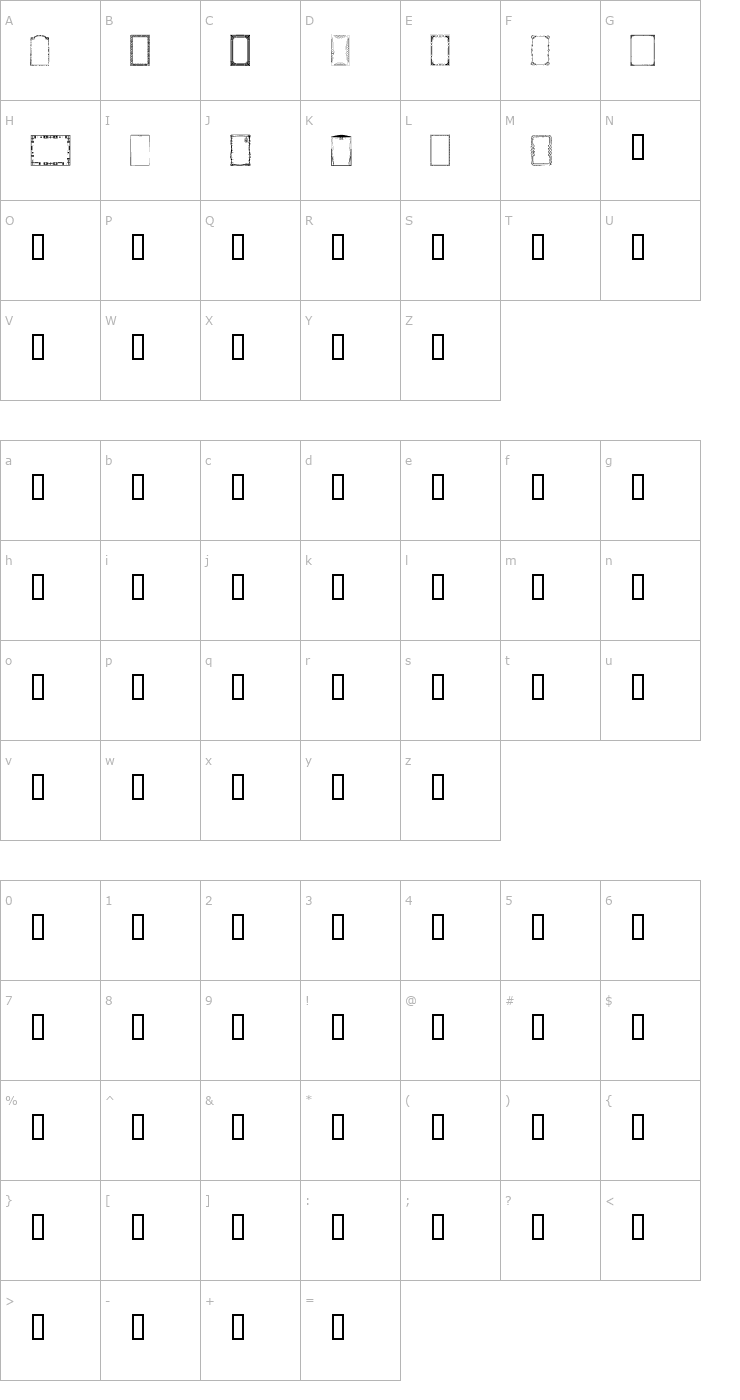 Character Map LM Frames Font