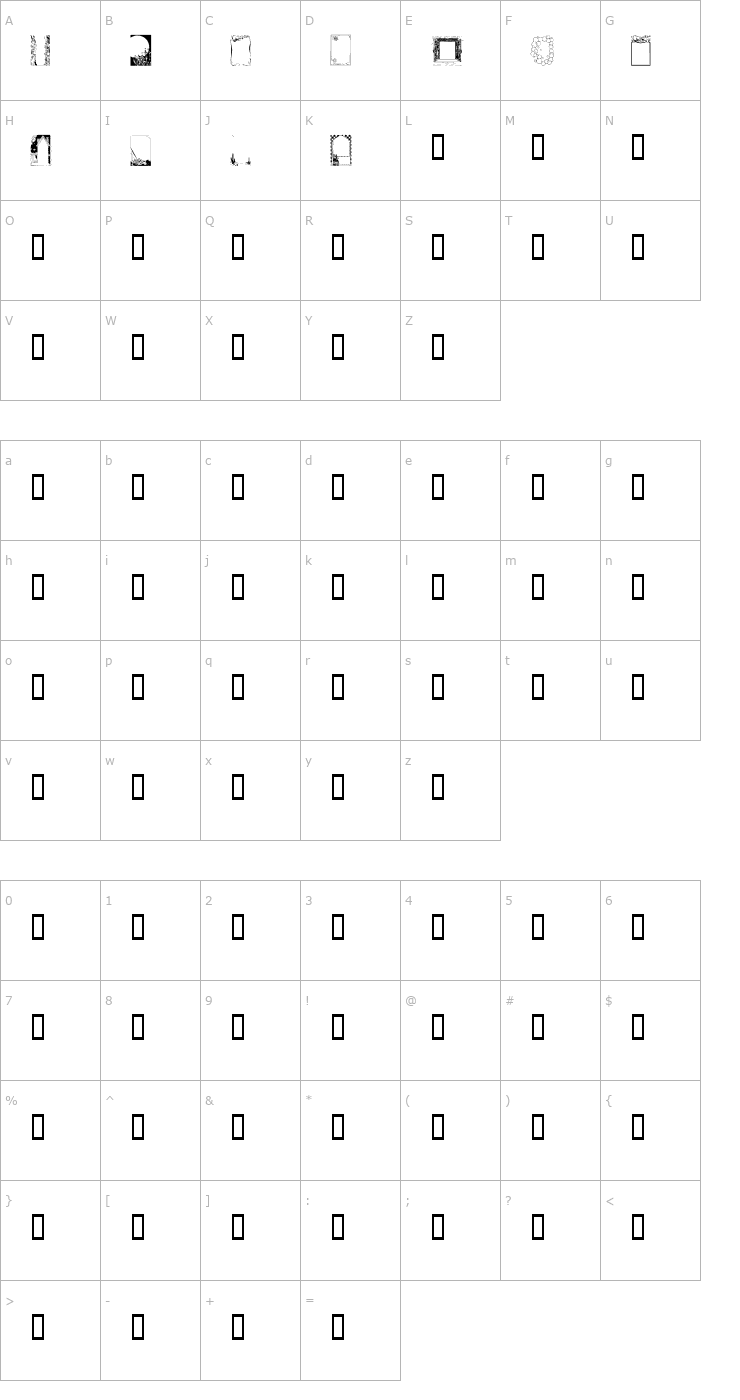 Character Map LM Whimsical Frames Font