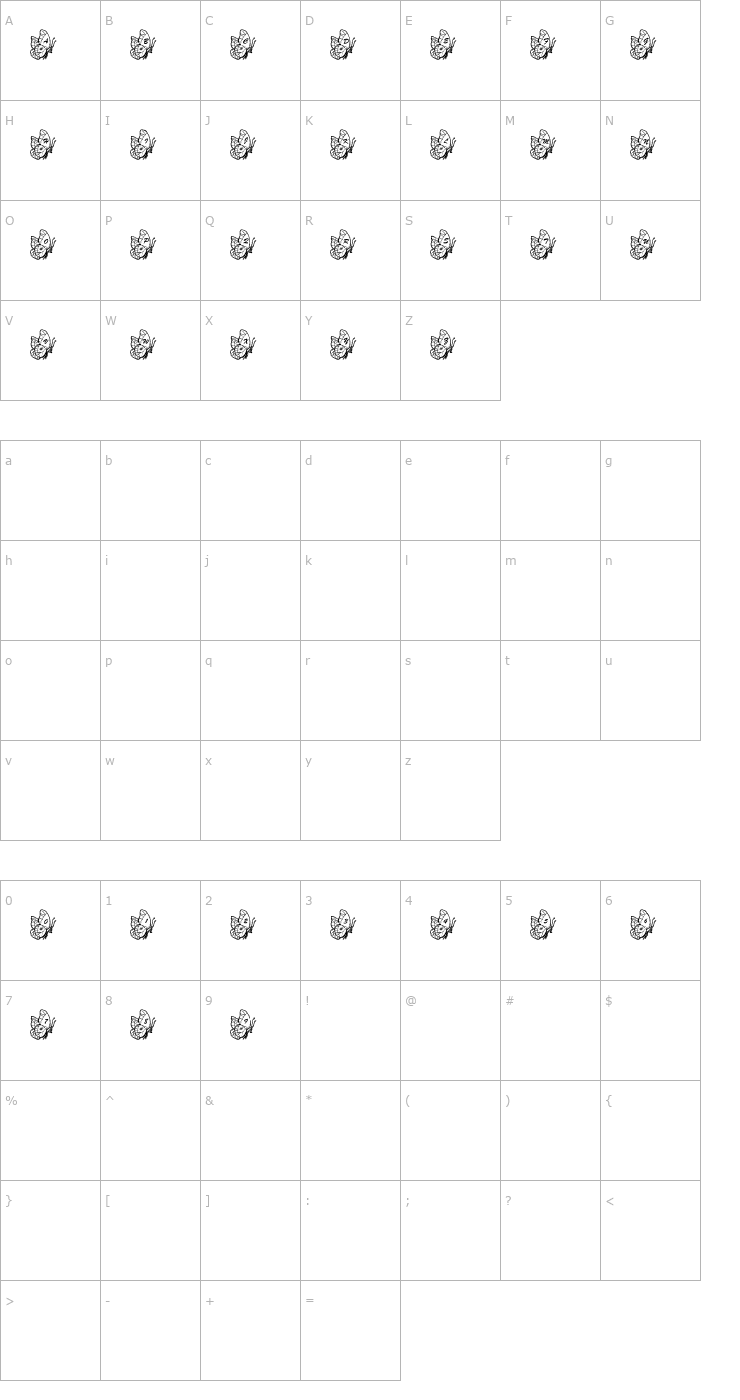 Character Map LMS Beautiful Butterfly Font