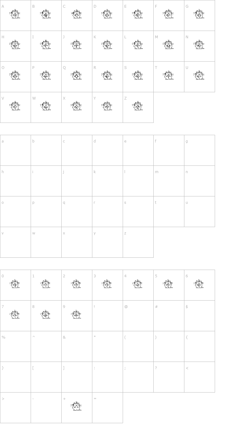 Character Map LMS Boyton Alphabet Font