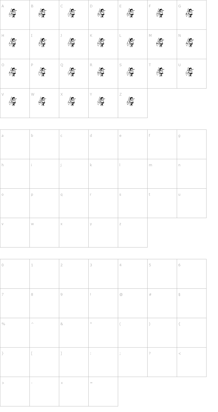 Character Map LMS Colorguard Girl Font