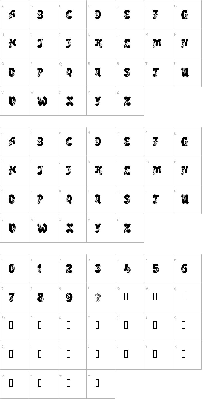 Character Map LMS Coral Colt Font