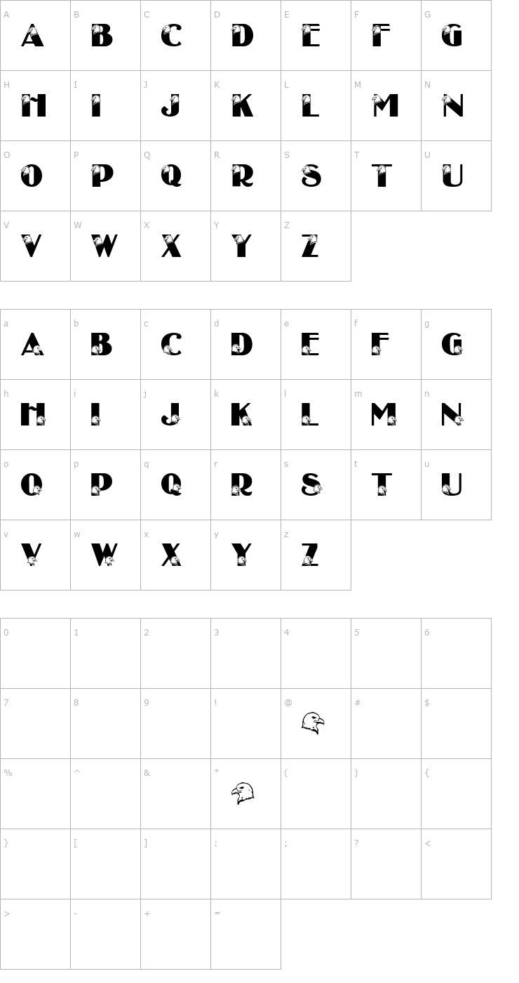 Character Map LMS Eagle Eyed Font