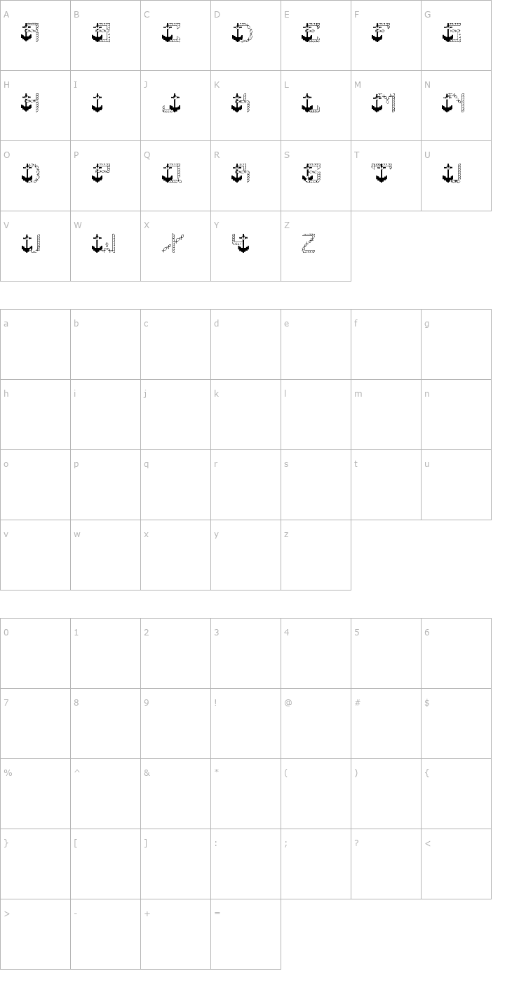 Character Map LMS Jeremy's Rigging Font