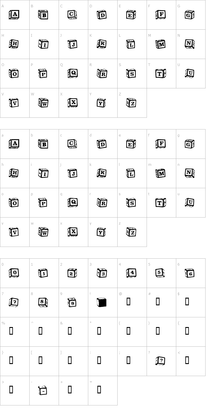 Character Map LMS Lance's Letter Blocks Font