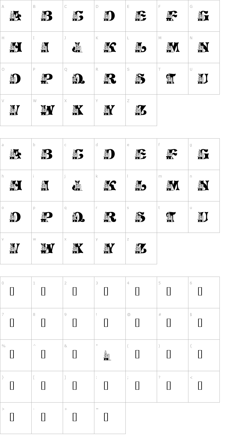 Character Map LMS Sand Castle Dream House Font