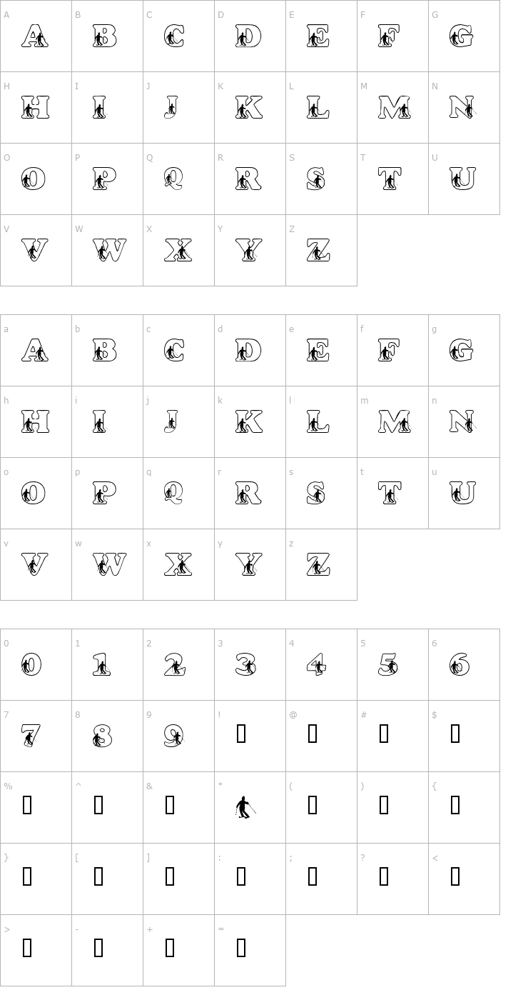 Character Map LMS Slalom Script Font