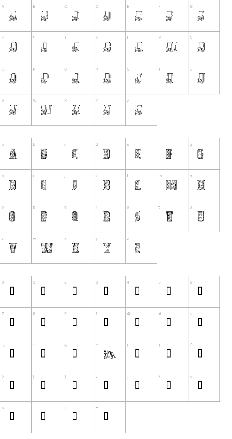 Character Map LMS Slow And Steady Font