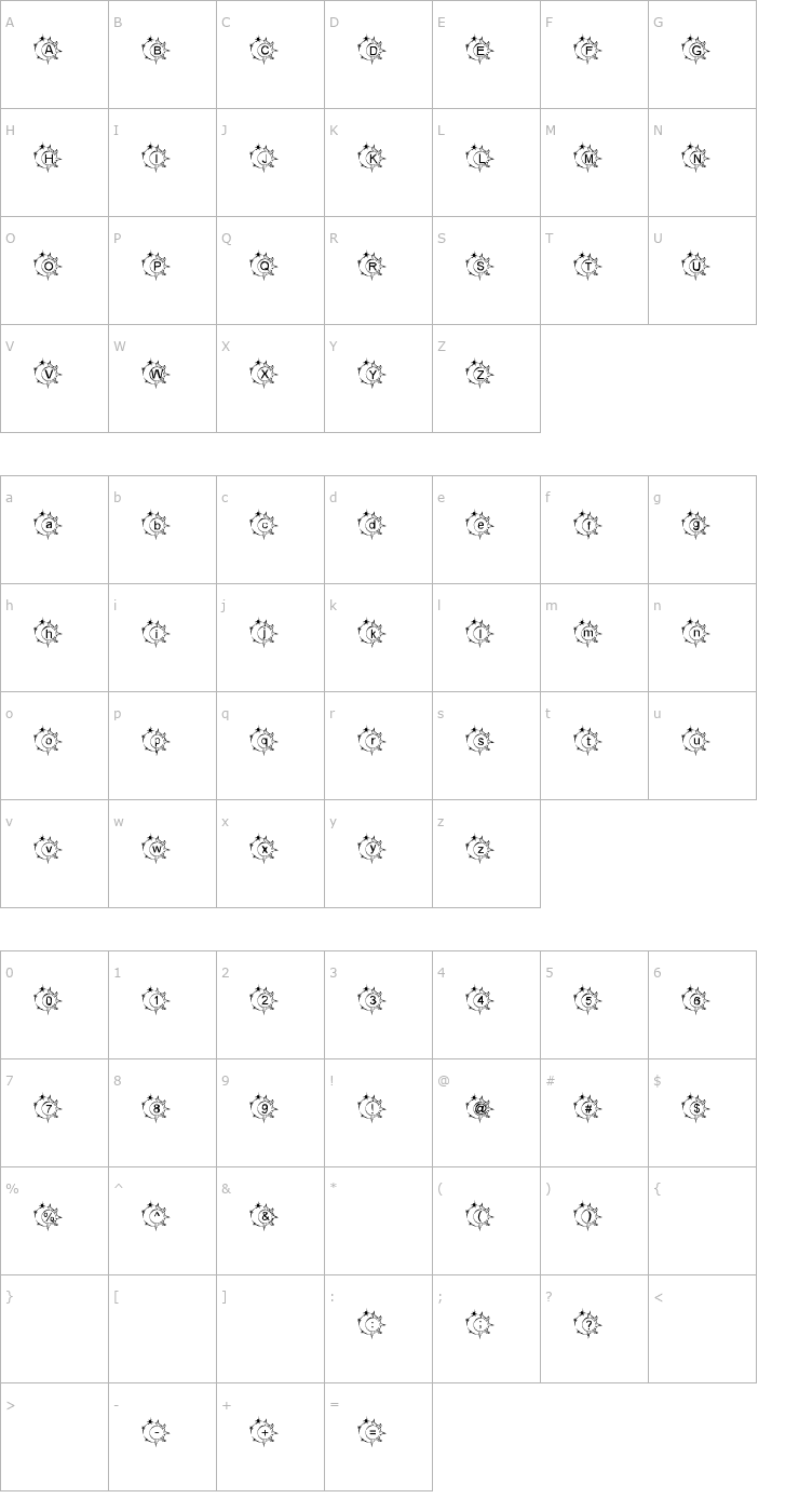 Character Map LMS SunshineMoonshine Font