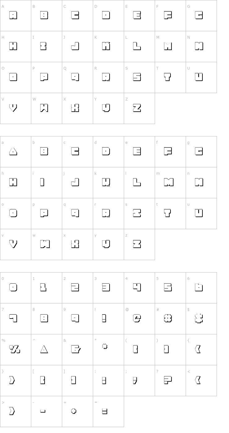 Character Map Lobo Tommy 3D Font