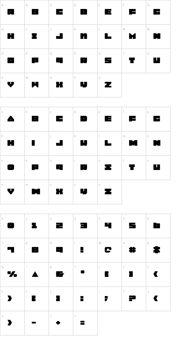 Character Map Lobo Tommy Expanded Font