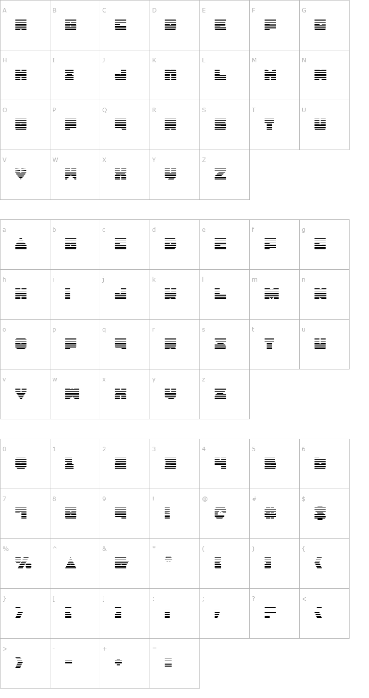 Character Map Lobo Tommy Gradient Font