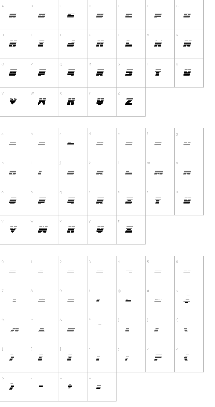 Character Map Lobo Tommy Gradient Italic Font