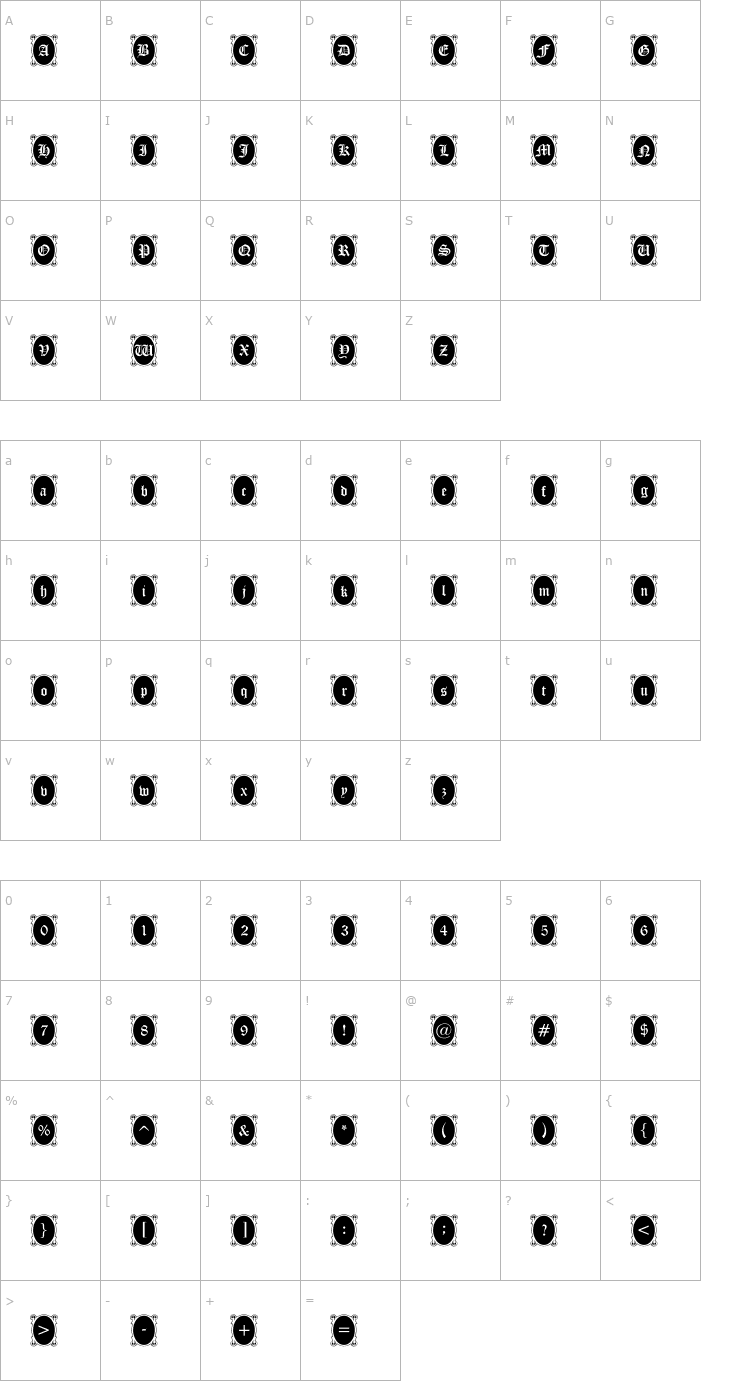 Character Map Locket Font