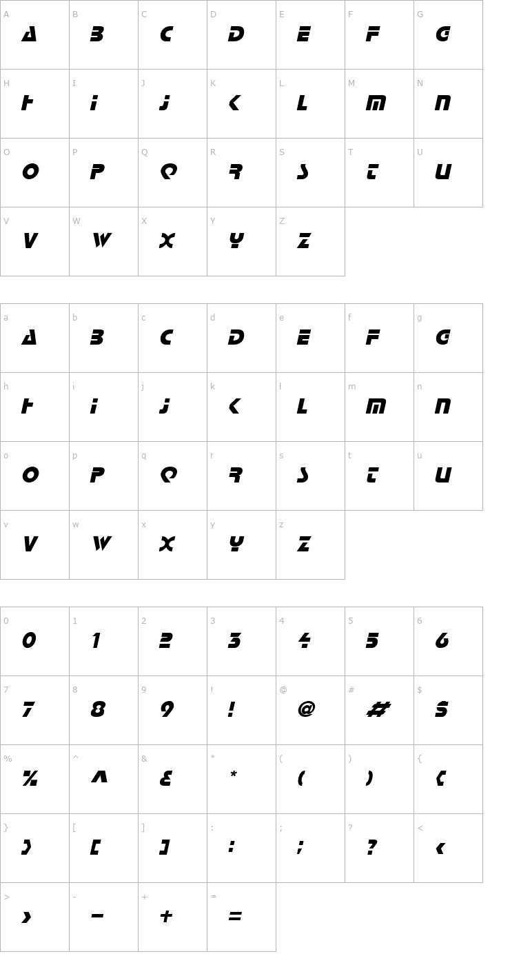 Character Map Logan Italic Font