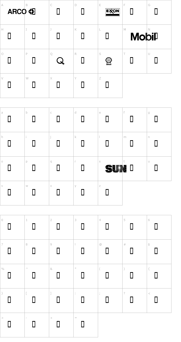 Character Map Logos Energy Font