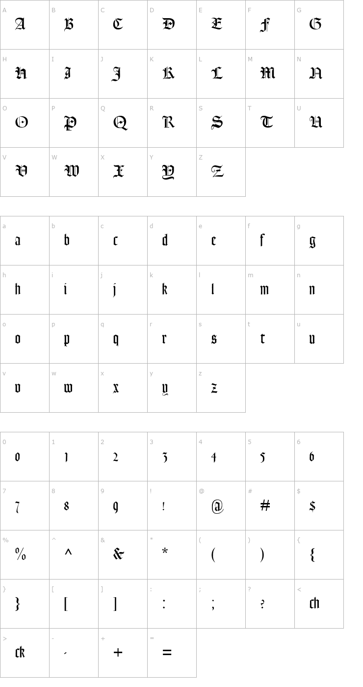 Character Map Lohengrin Font