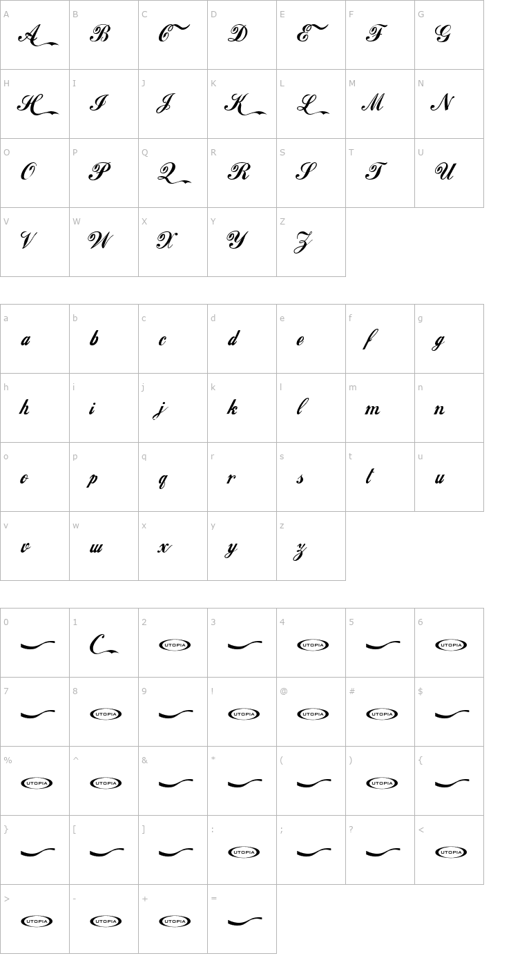Character Map Loki Cola Font