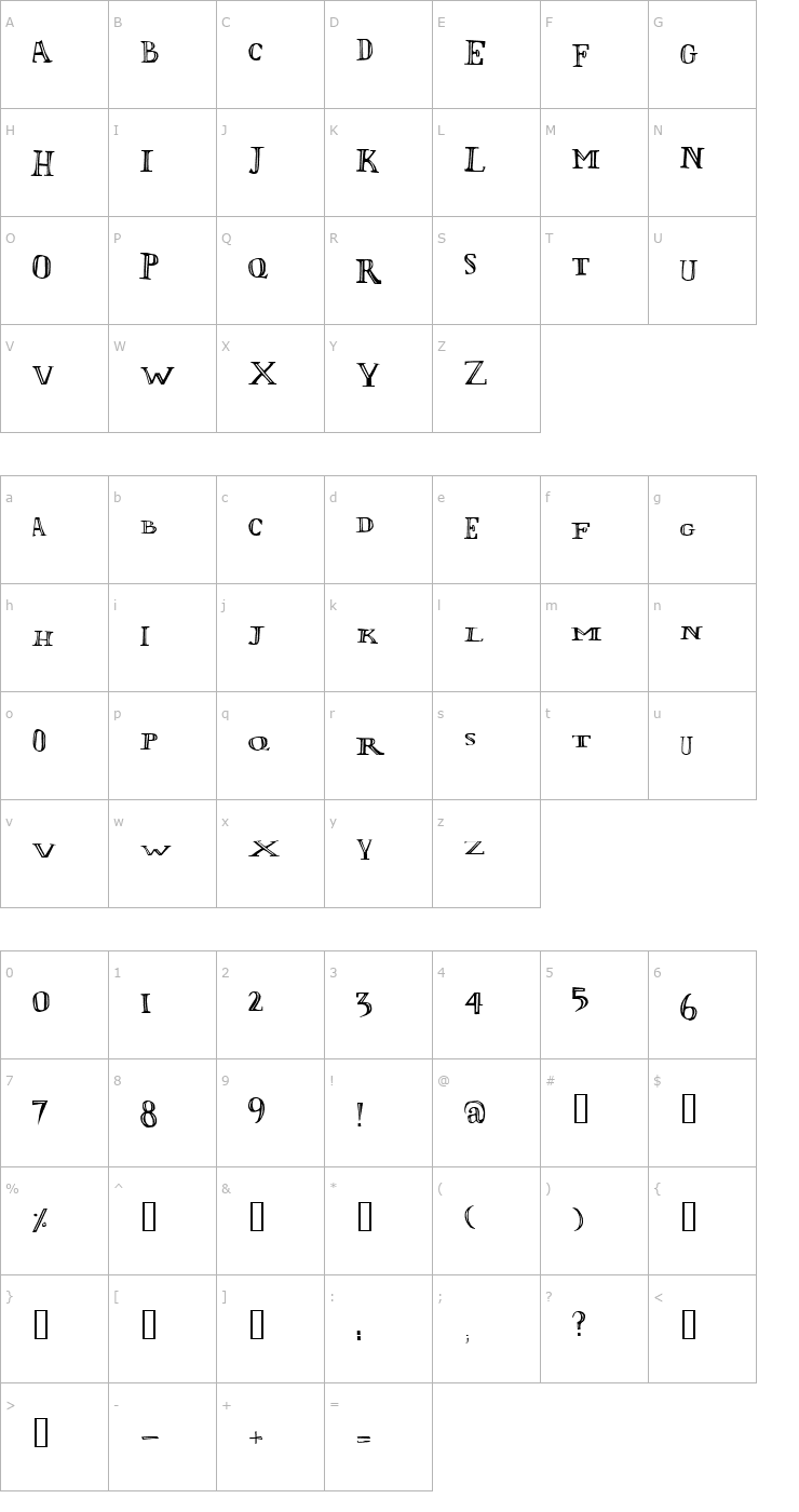 Character Map L'Olivier Font
