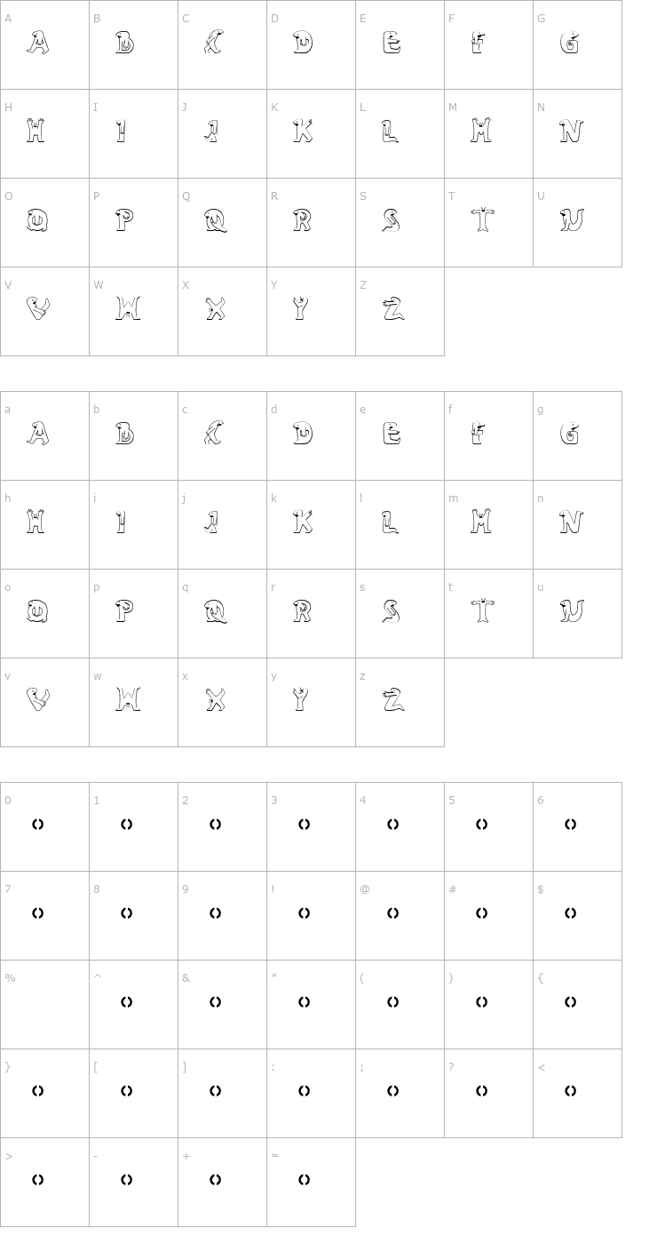 Character Map Lolo Font