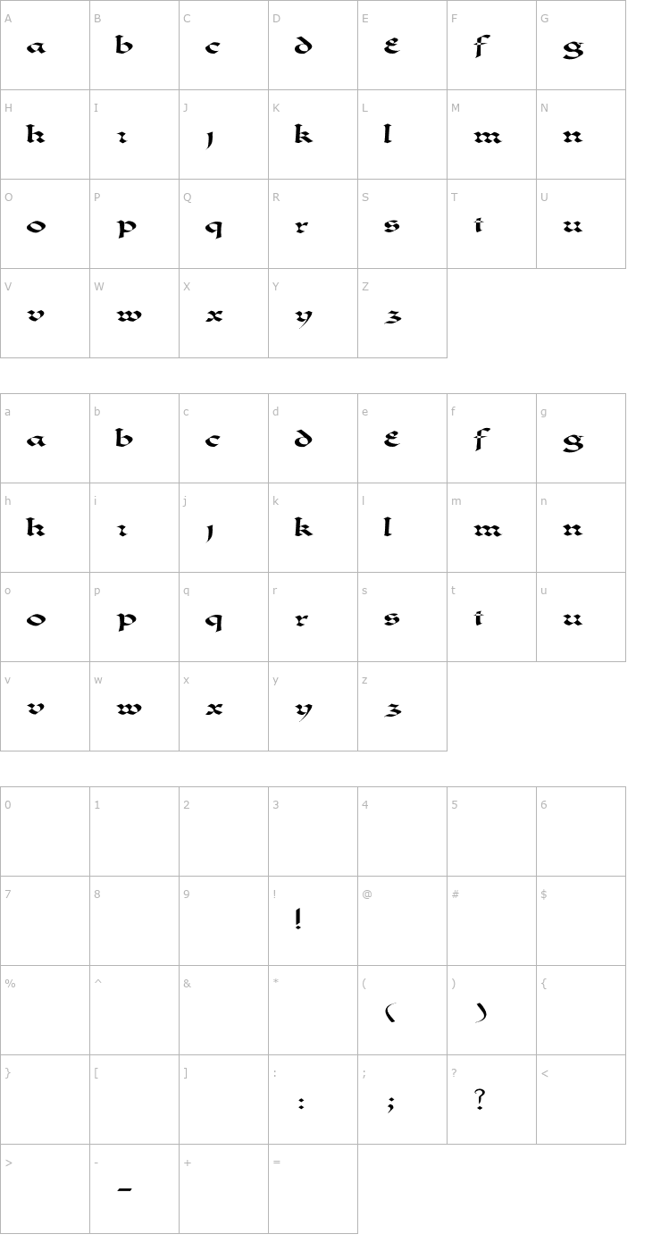 Character Map Lombardo Ex Font