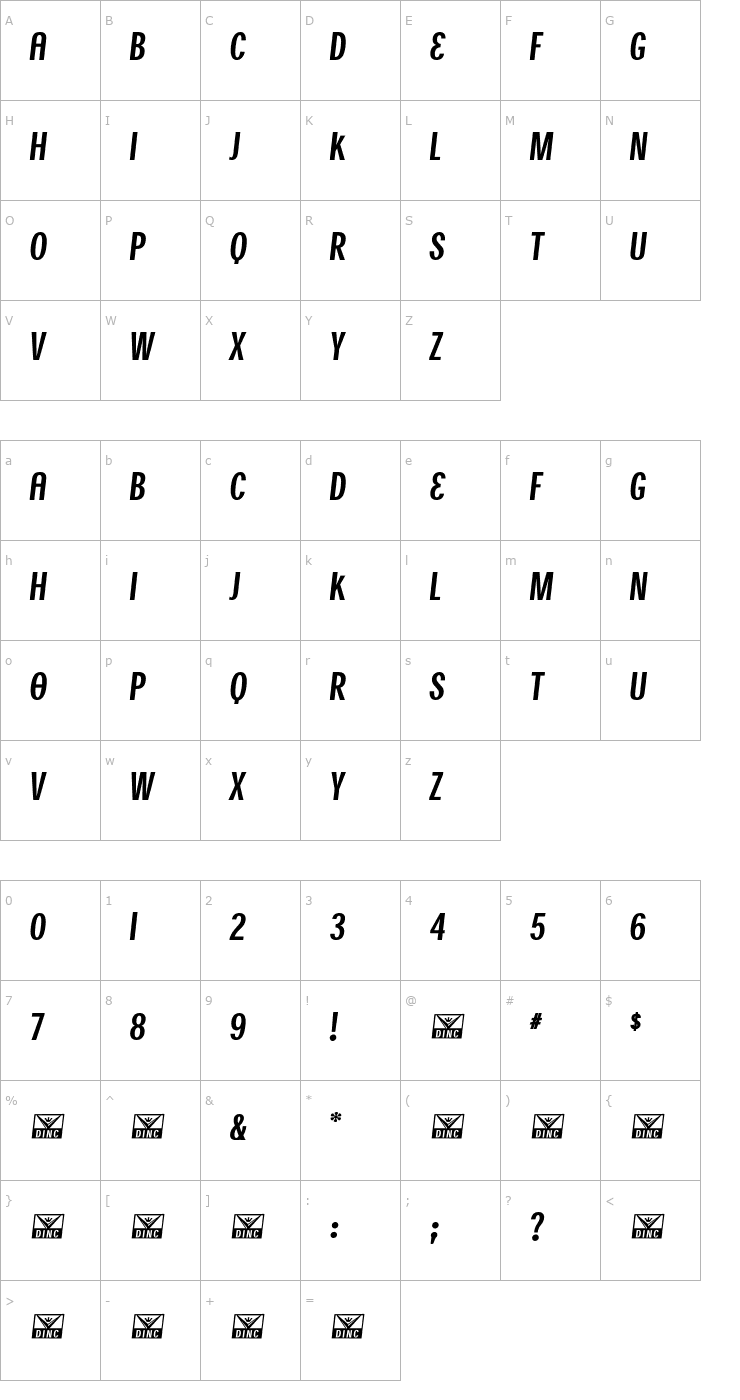 Character Map London Calling Font