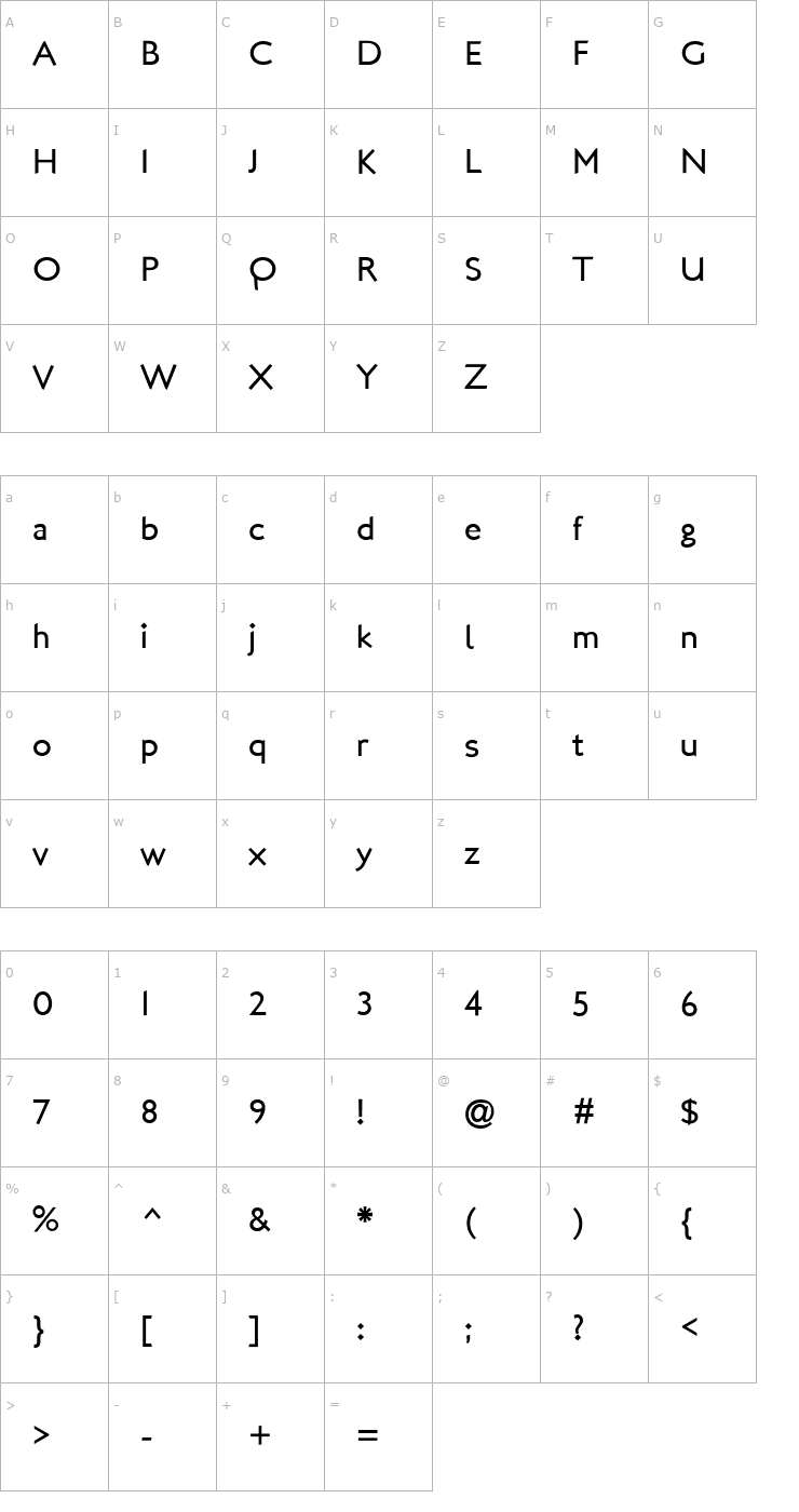 Character Map LondonBetween Font