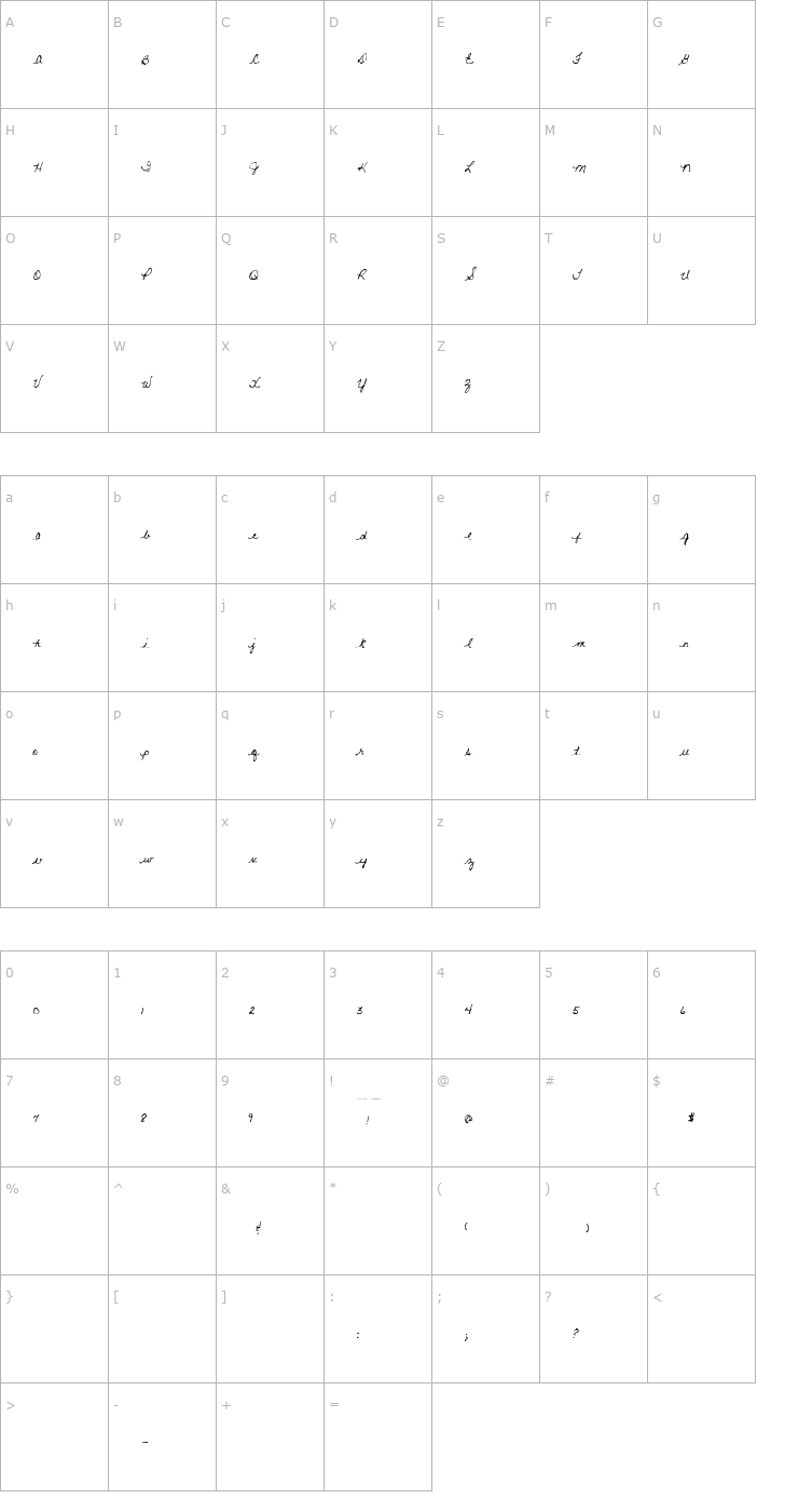 Character Map LonewolfScript Font