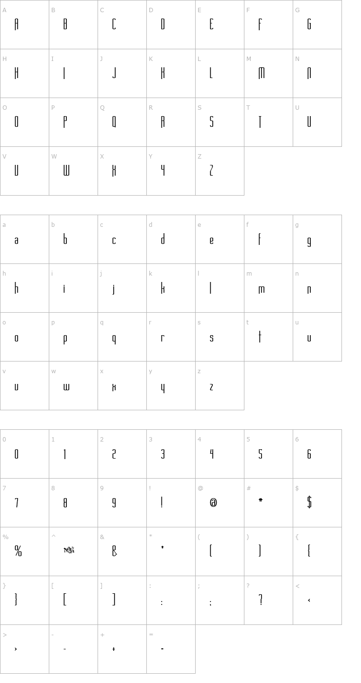 Character Map Long Cool Mother Font